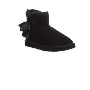 Pawz by BearPaw Girls Amelia II Black Suede Ankle Boots With Bow Size 10